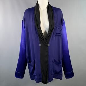 HAIDER ACKERMANN Size M Navy Black Viscose Silk Shawl Collar Jacket Blazer